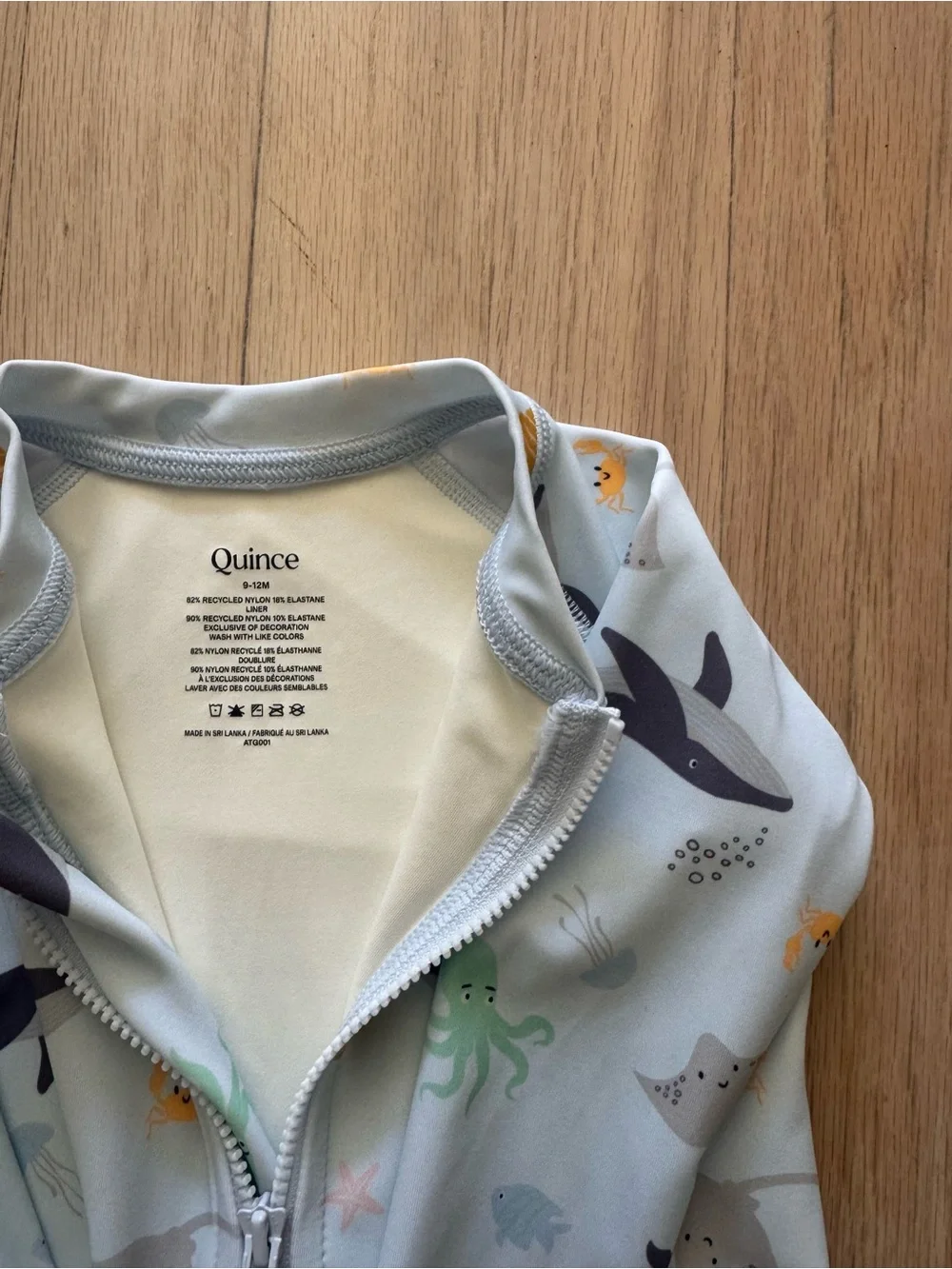 Quince Long Sleeve Zip-Up Rash Guard One-Piece - Picture 3 of 5